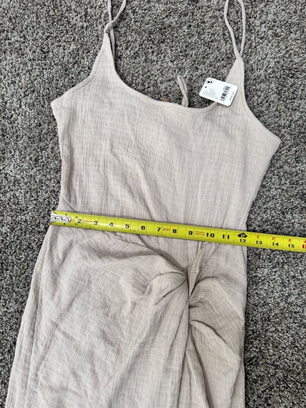 Free People Stone Cold Midi Dress Womens S Beige Textured Tie Front NWT - Picture 11 of 11